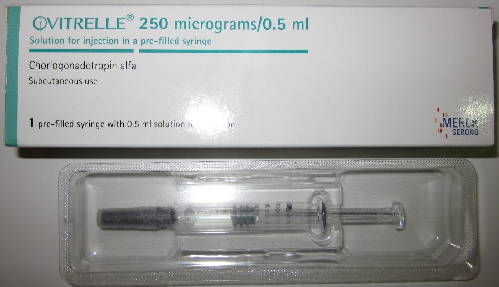 HCG = OVITRELLE 250 MG 0.5 ML READY INJECTABLE PEN (± 6,500 IU)